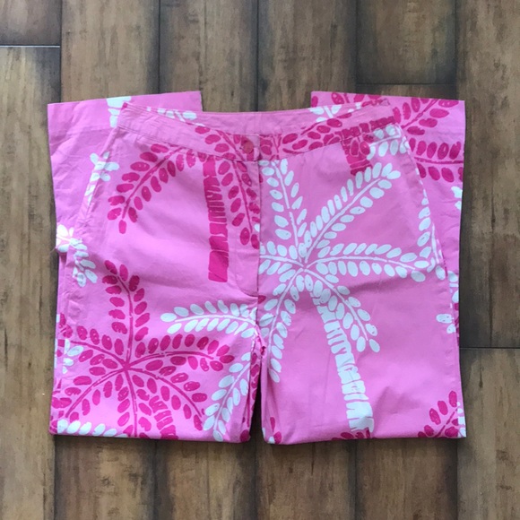 Lilly Pulitzer Pants - Lilly Pulitzer Pink Palm Tree Ankle Pants